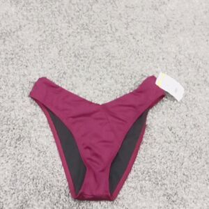 Leith brand burgandy high cut bikini bottom with black lining size XS NWT
